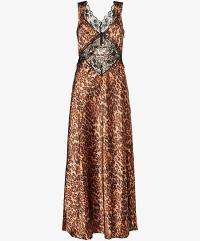 4Th & Reckless Womens Leopard Kelsey embroidered woven maxi dress