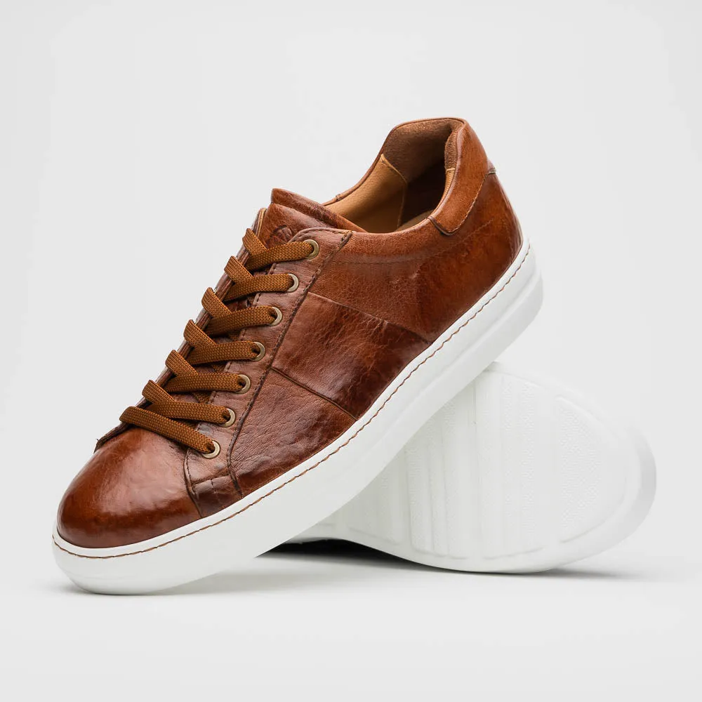 65-348-CGN Vivo Italian Tumbled Calfskin Sneaker Cognac