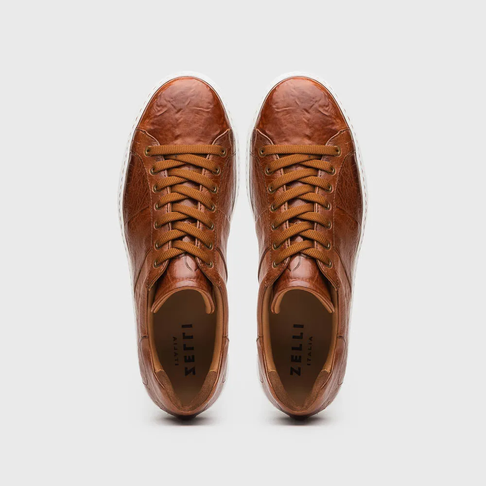 65-348-CGN Vivo Italian Tumbled Calfskin Sneaker Cognac