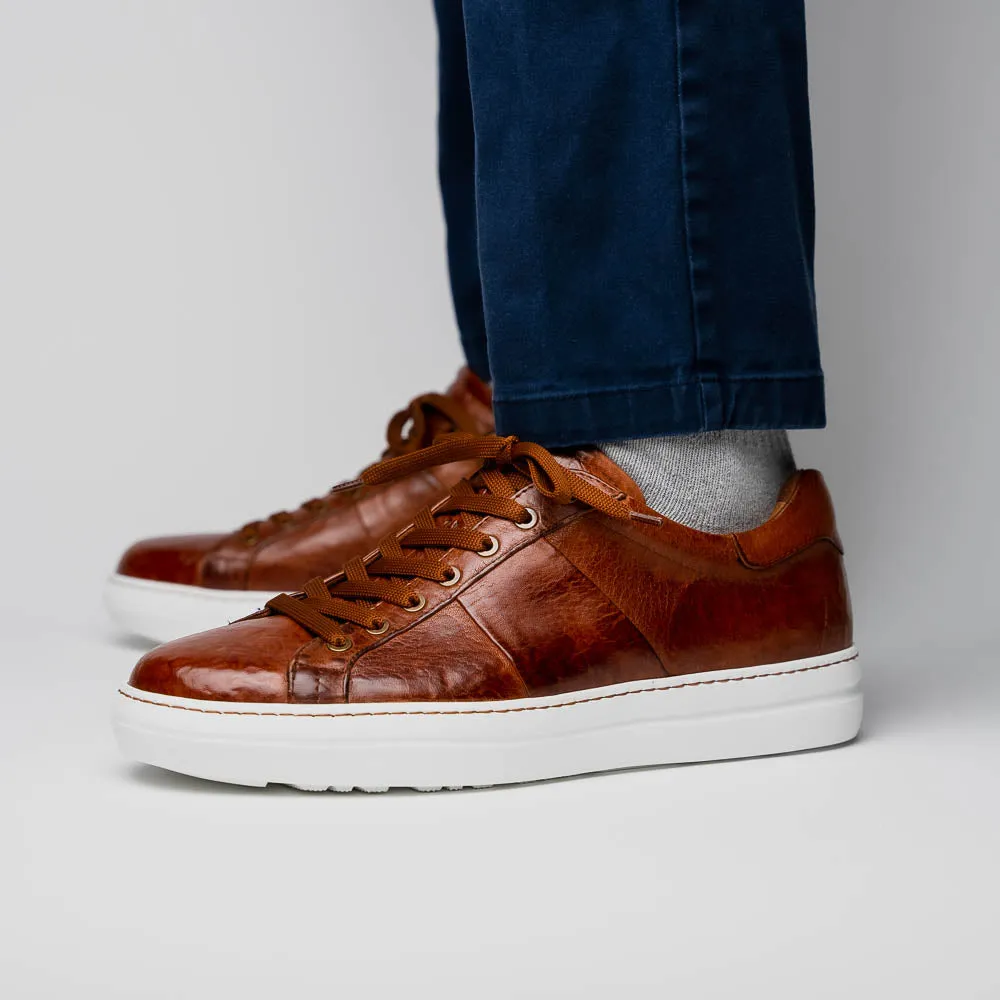 65-348-CGN Vivo Italian Tumbled Calfskin Sneaker Cognac