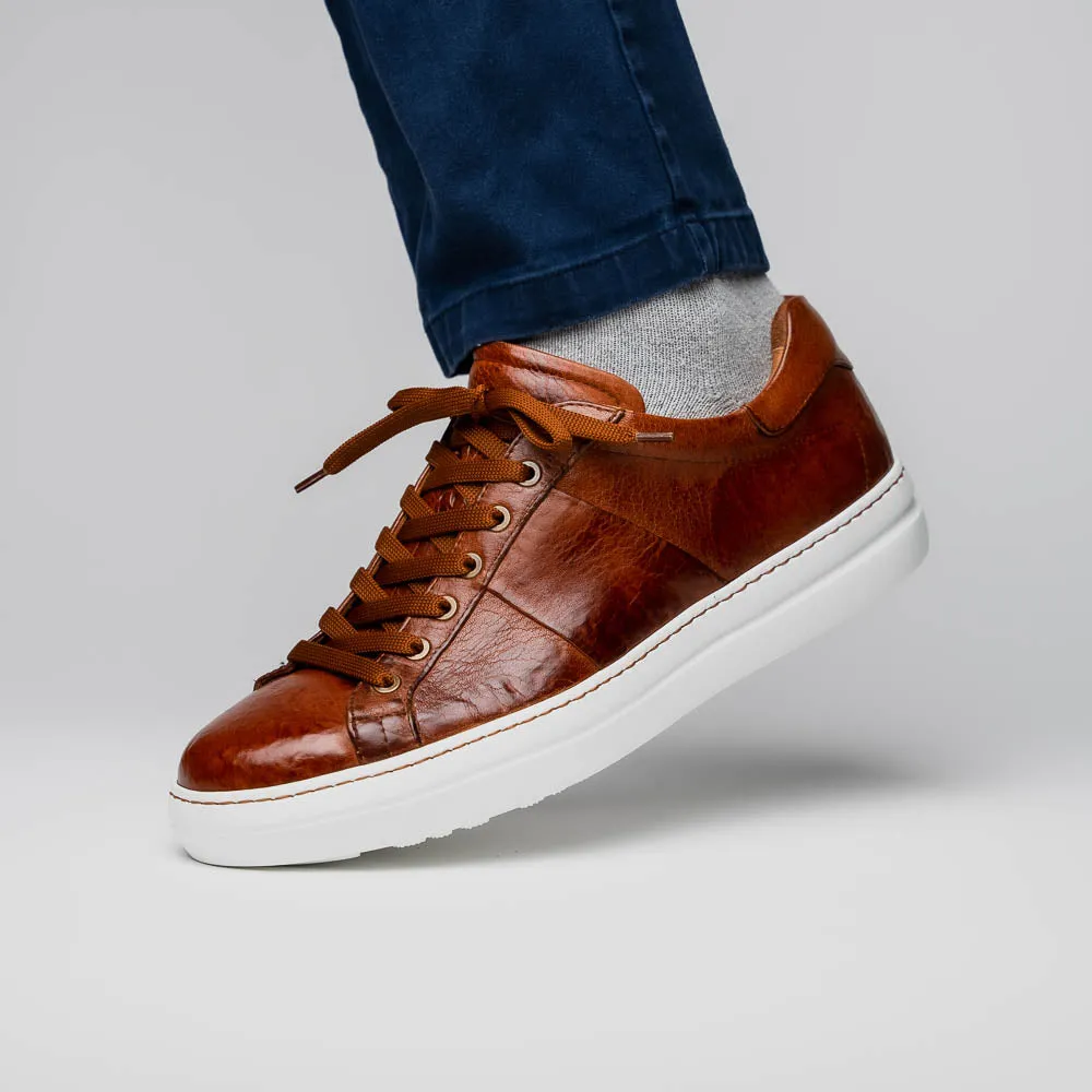 65-348-CGN Vivo Italian Tumbled Calfskin Sneaker Cognac