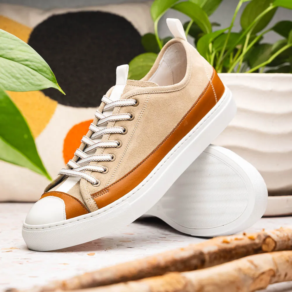 65-360-TPE LANDO Sueded Calfskin Sneaker Taupe