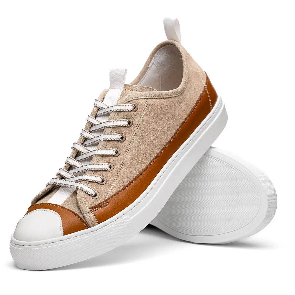 65-360-TPE LANDO Sueded Calfskin Sneaker Taupe