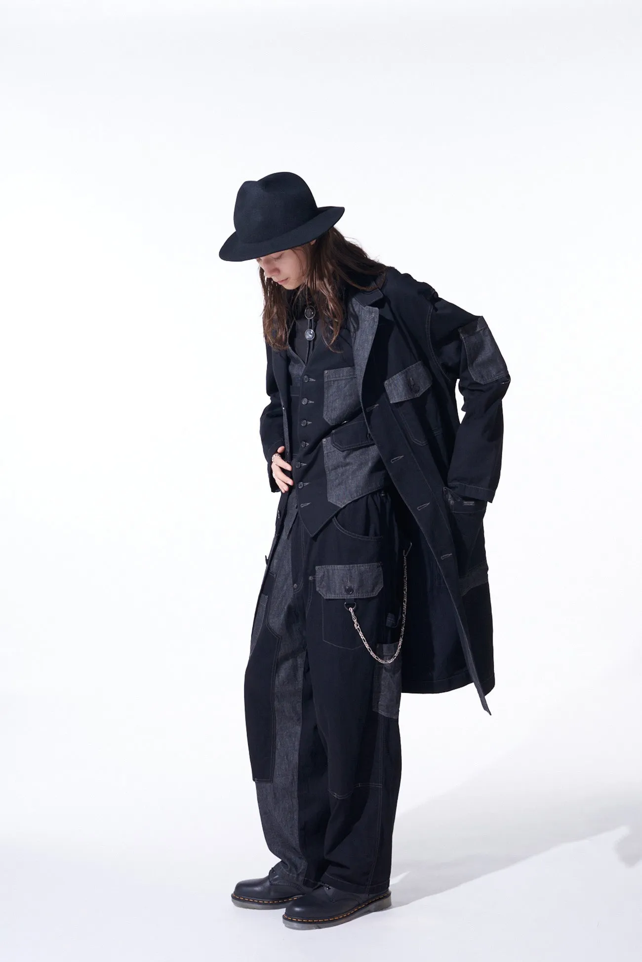 7OZ DENIM CRAZY PATCHWORK SHOP COAT