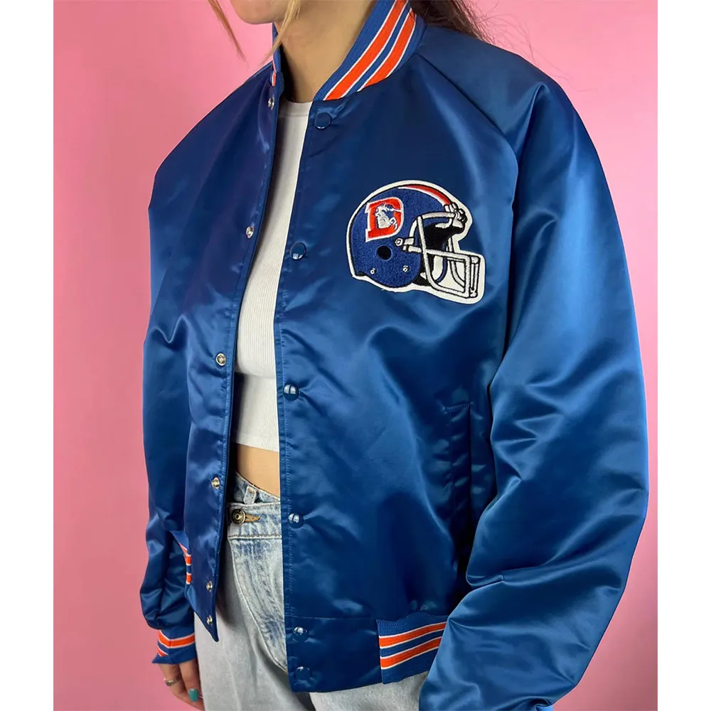 90’s Denver Broncos Blue Satin Jacket