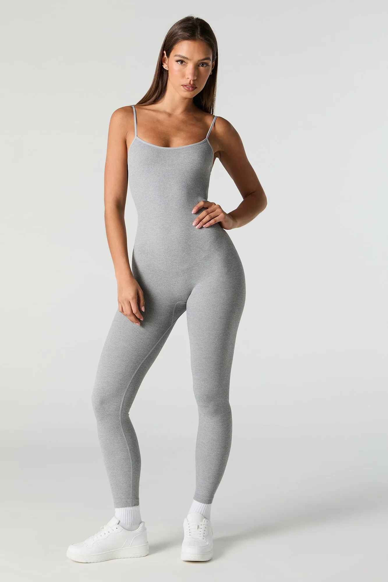 Active Seamless Ribbed Scoop Neck Jumpsuit