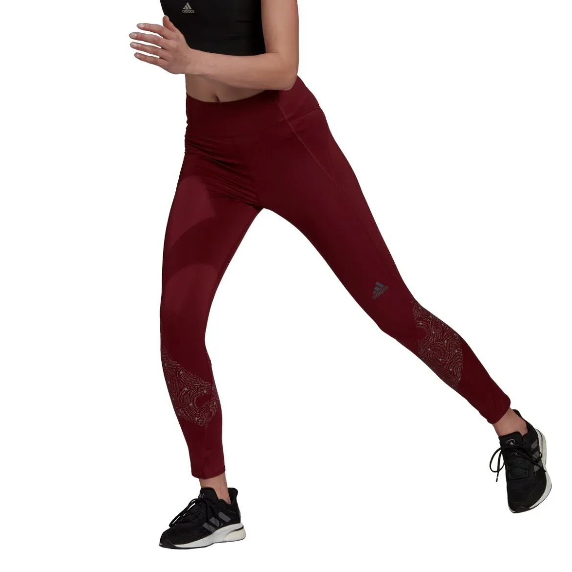 adidas Own The Run Radically Reflective 7/8 Tights - Womens - Burgundy