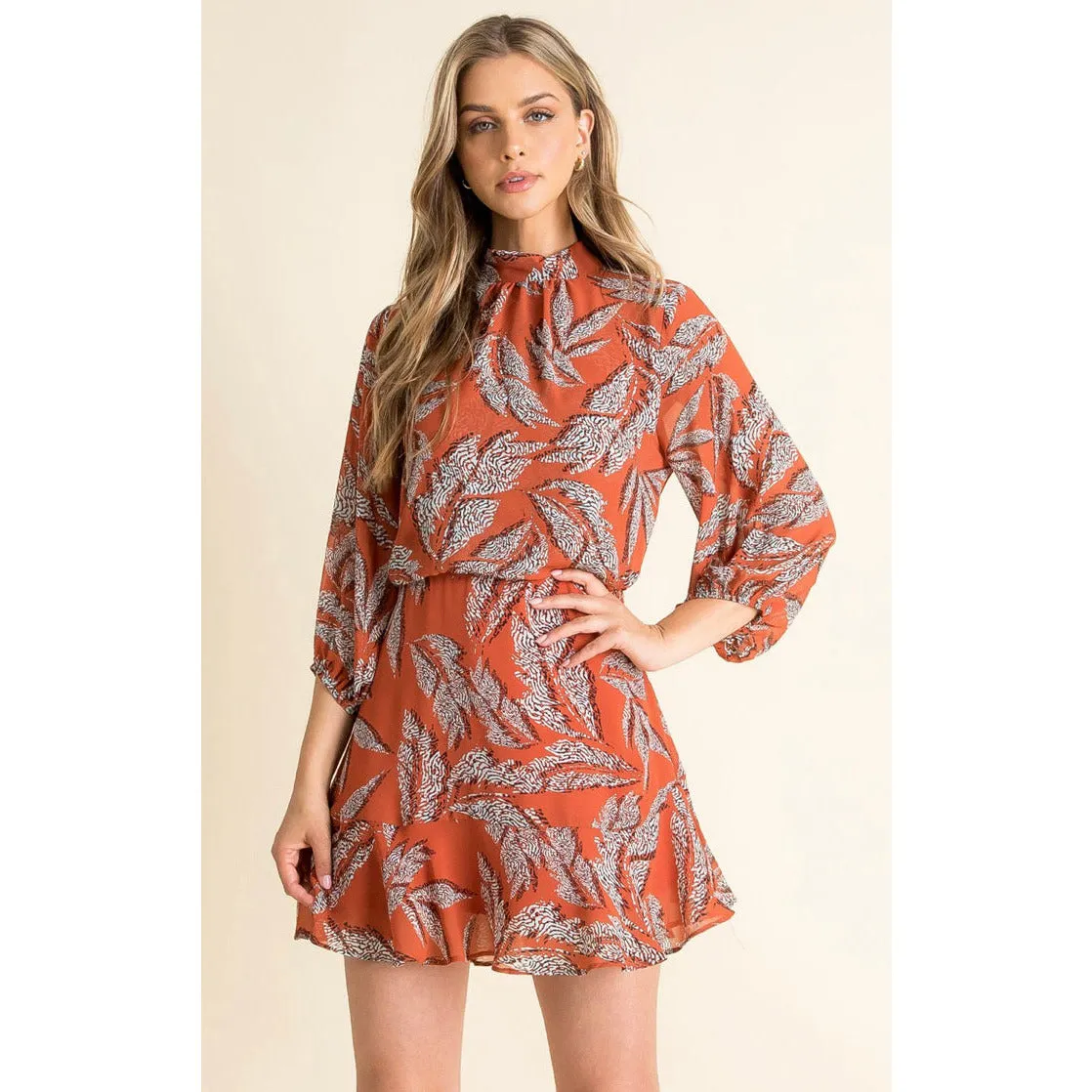 Agnes Geo Print THML Copper Dress-SALE