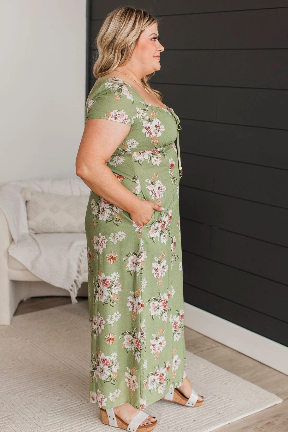 Always A Celebration Floral Midi Dress- Sage