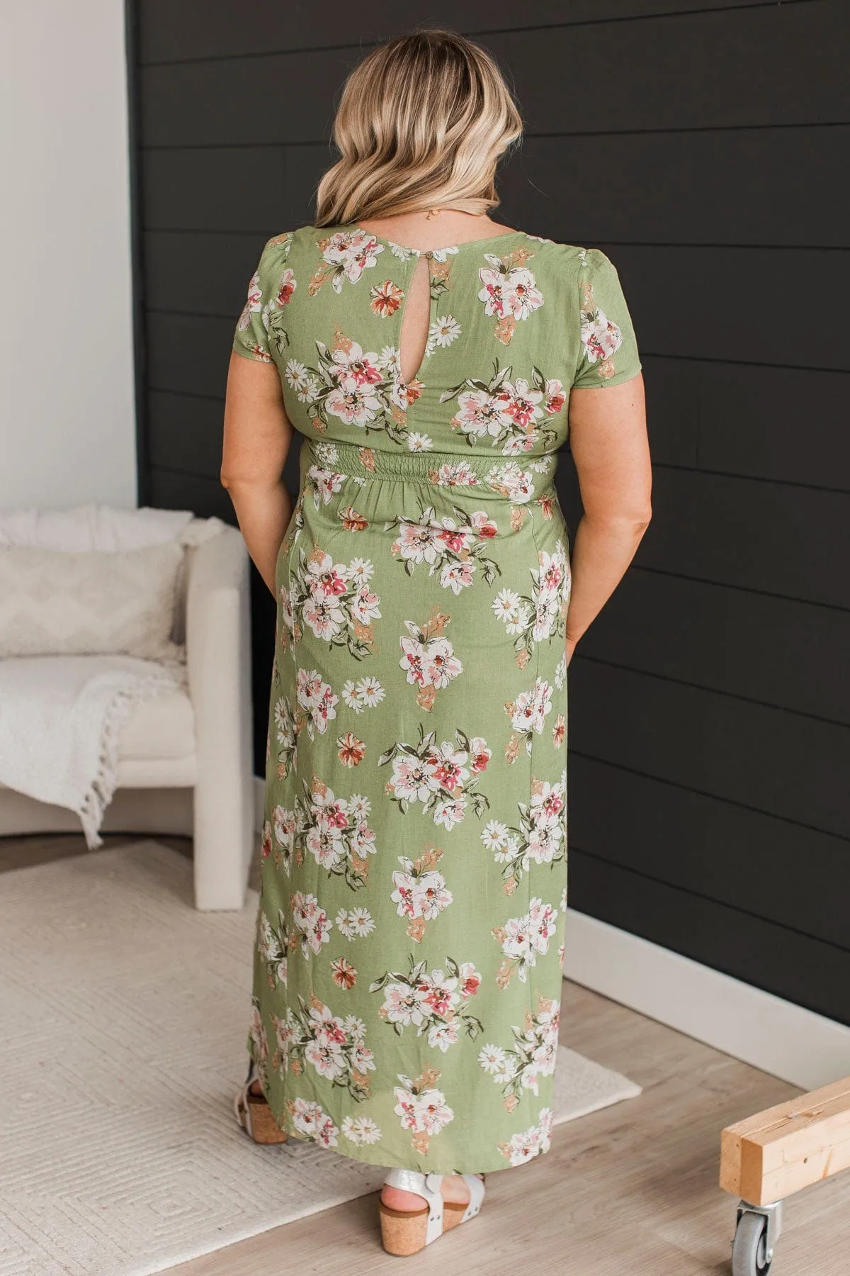 Always A Celebration Floral Midi Dress- Sage