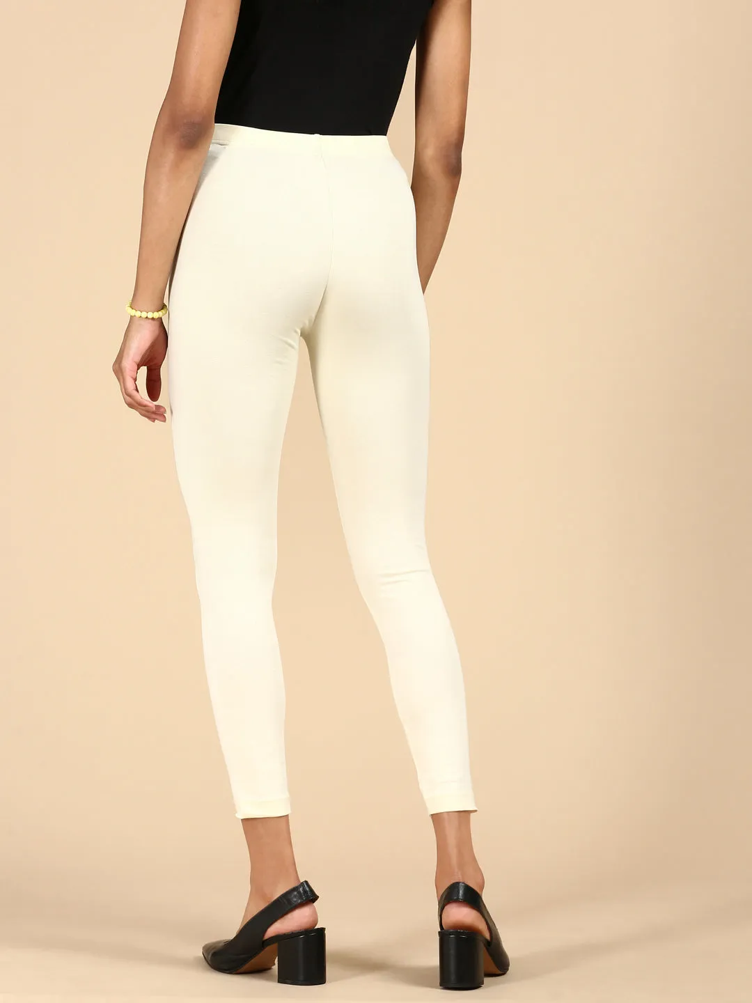 Ankle Length Leggings Cotton-Ecru