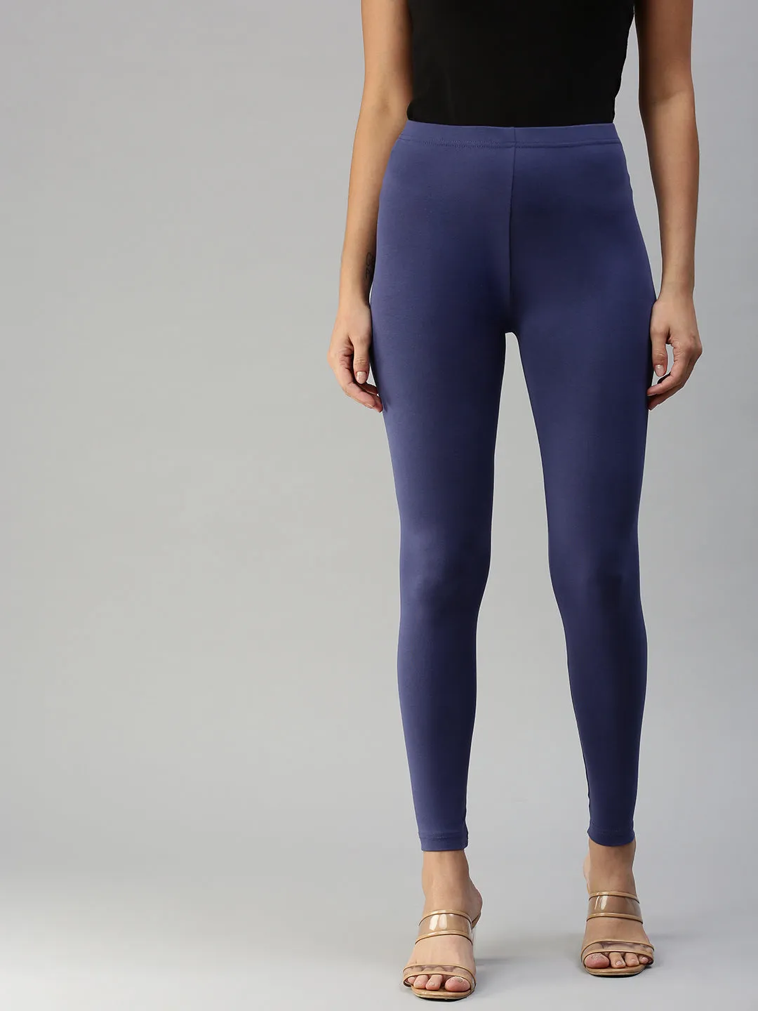 Ankle Length Leggings-Indigo Blue