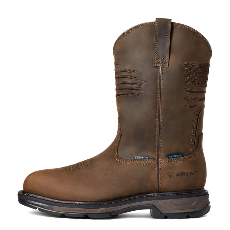 Ariat Men's Workhog XT Patriot Waterproof Carbon Safety-Toe Work Boot - Brown 10036002