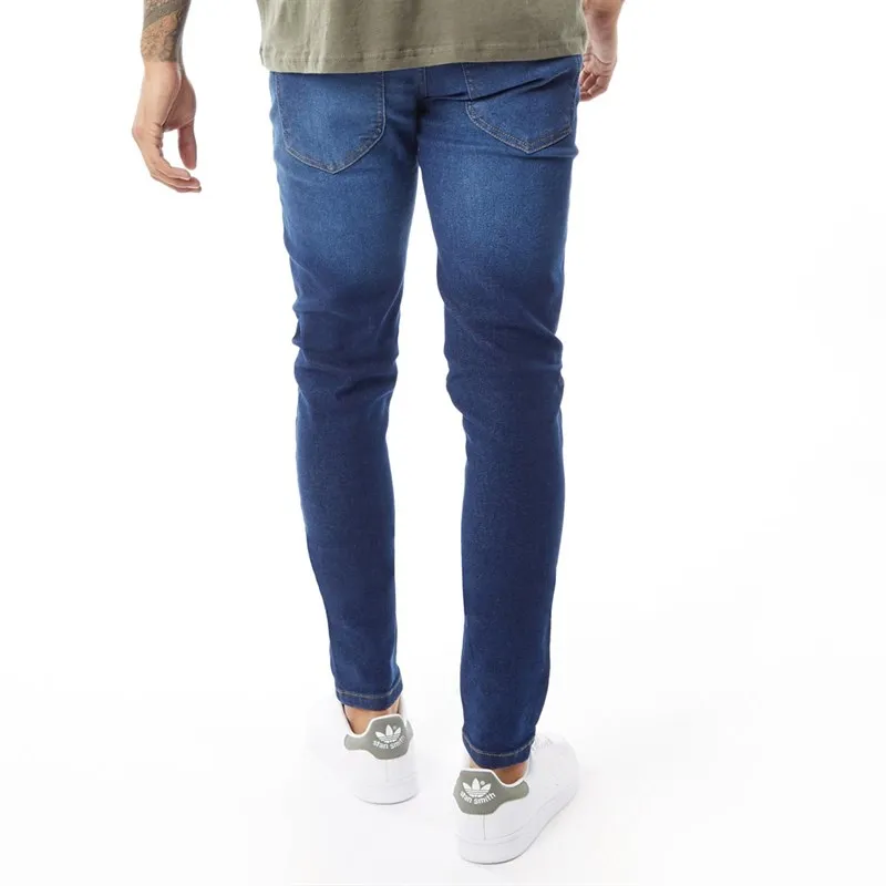 Avant Garde Mens Staple Skinny Stretch Jeans Mid Blue