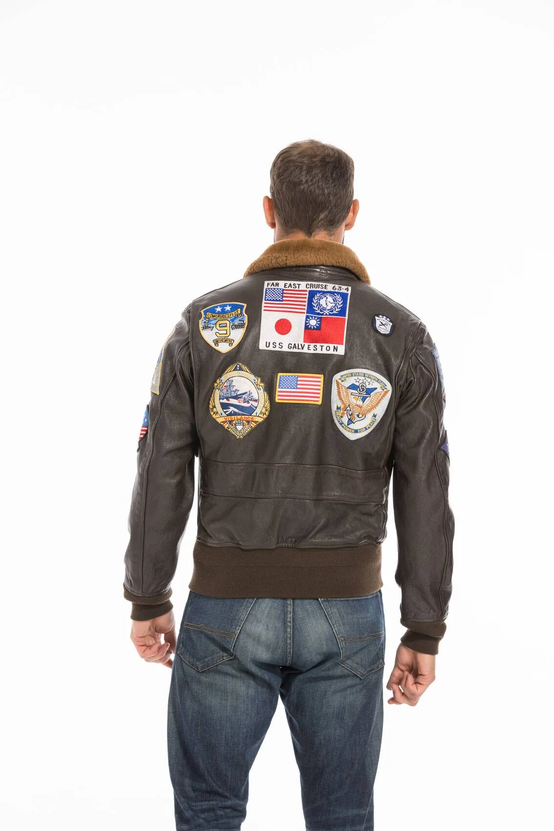 Aviator jacket top gun man brown cockpit'usa movie hero