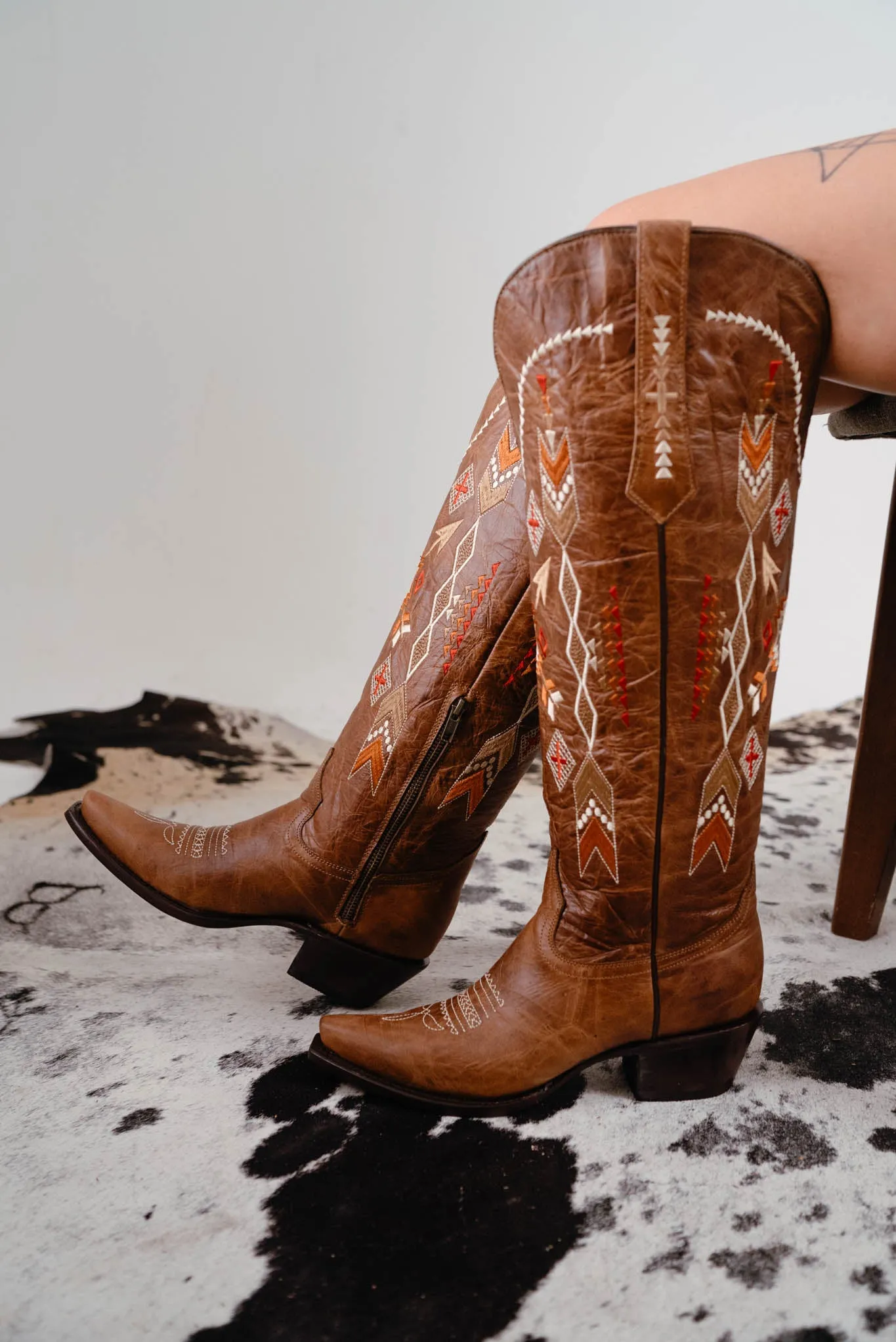 Azteck Tall Wide Calf  Snip Toe Cowgirl Boot FINAL SALE