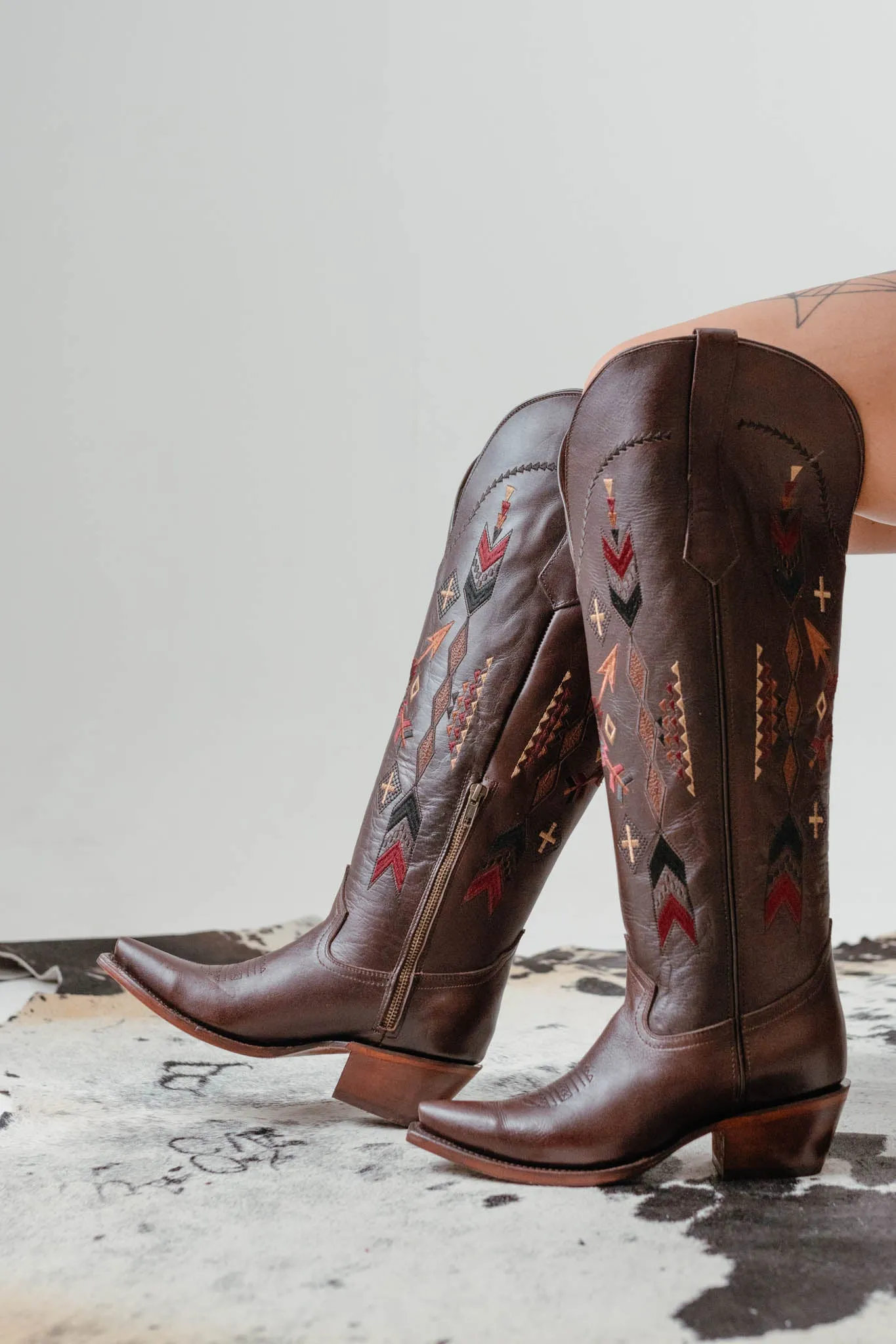 Azteck Tall Wide Calf  Snip Toe Cowgirl Boot FINAL SALE