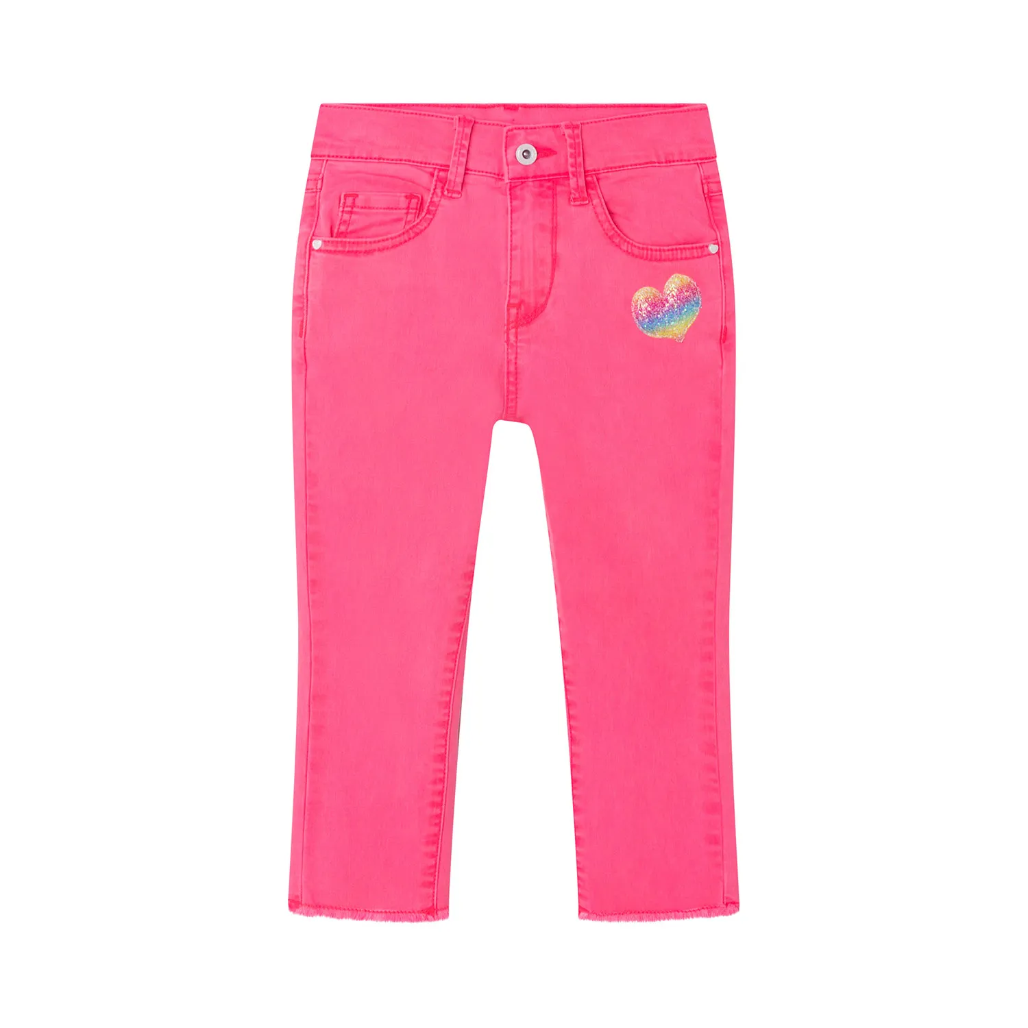 Billieblush Pink Fluo Jeans With Glitter Logo For Girls