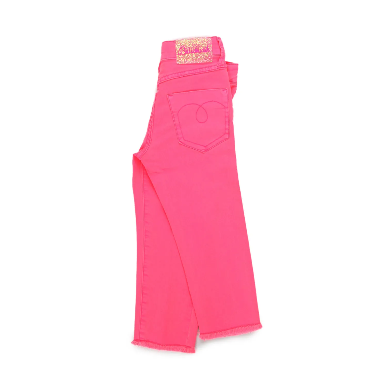 Billieblush Pink Fluo Jeans With Glitter Logo For Girls