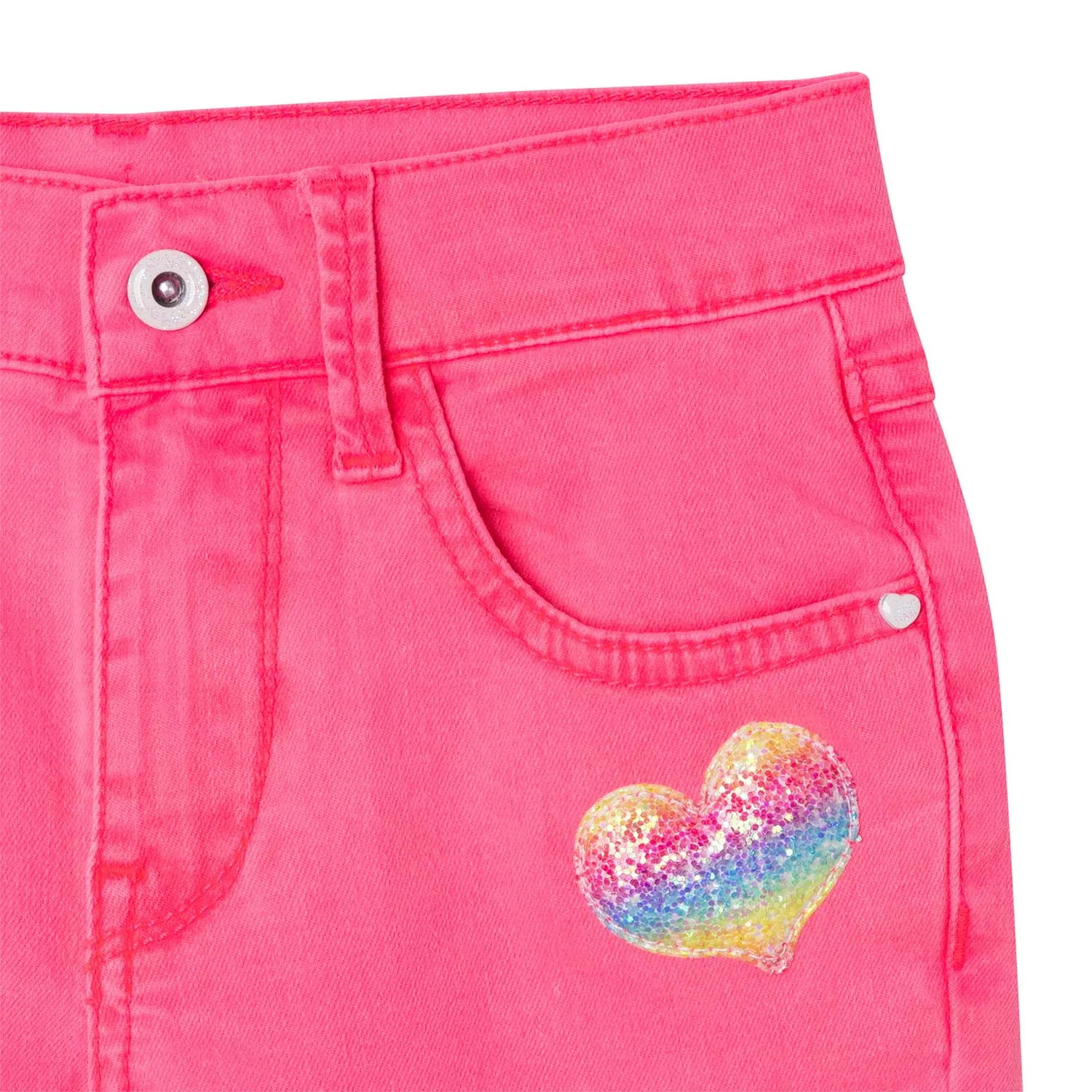 Billieblush Pink Fluo Jeans With Glitter Logo For Girls