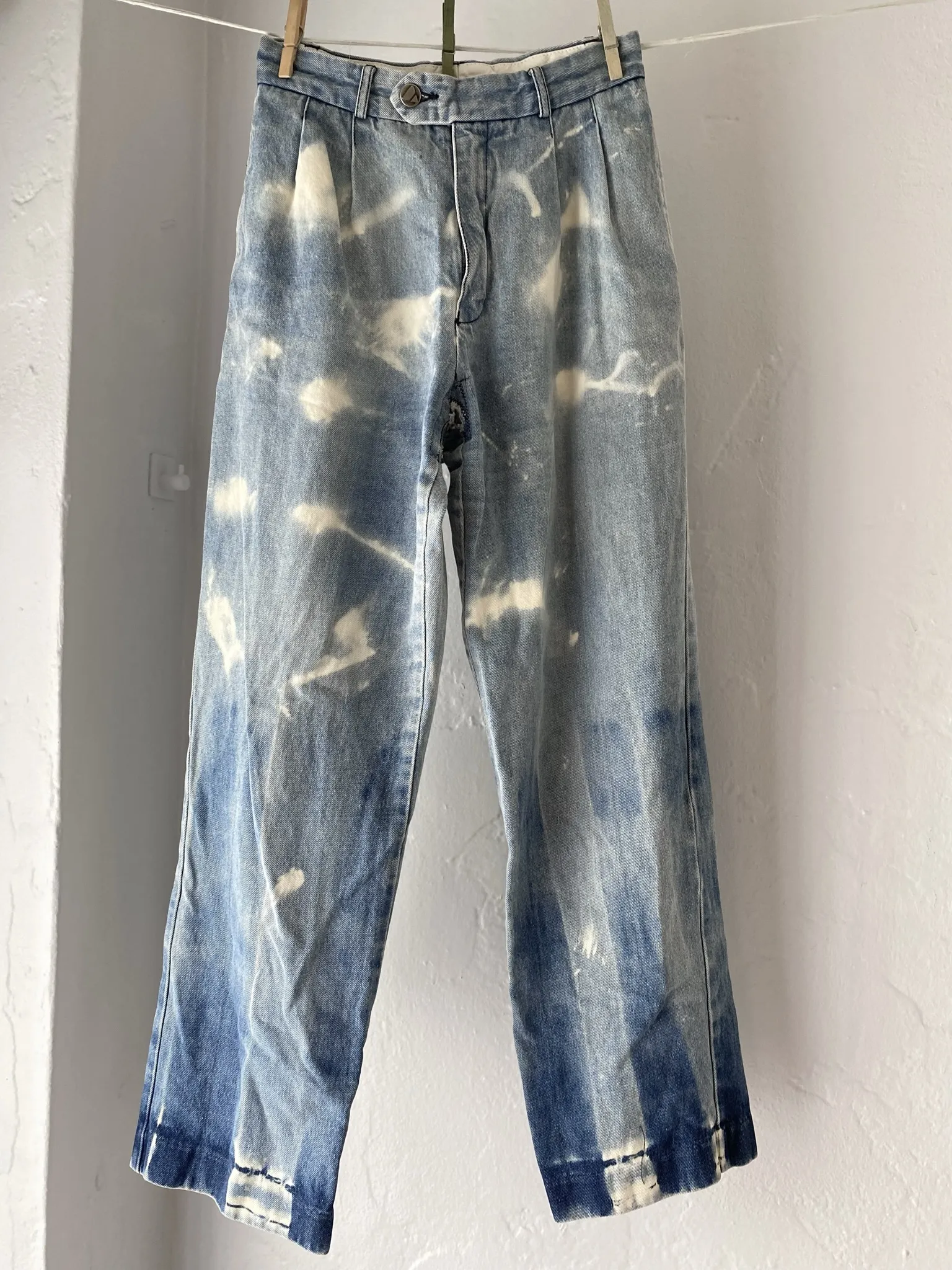 Bleach Pattered Vintage Liz Claiborne Pleated Denim Jeans