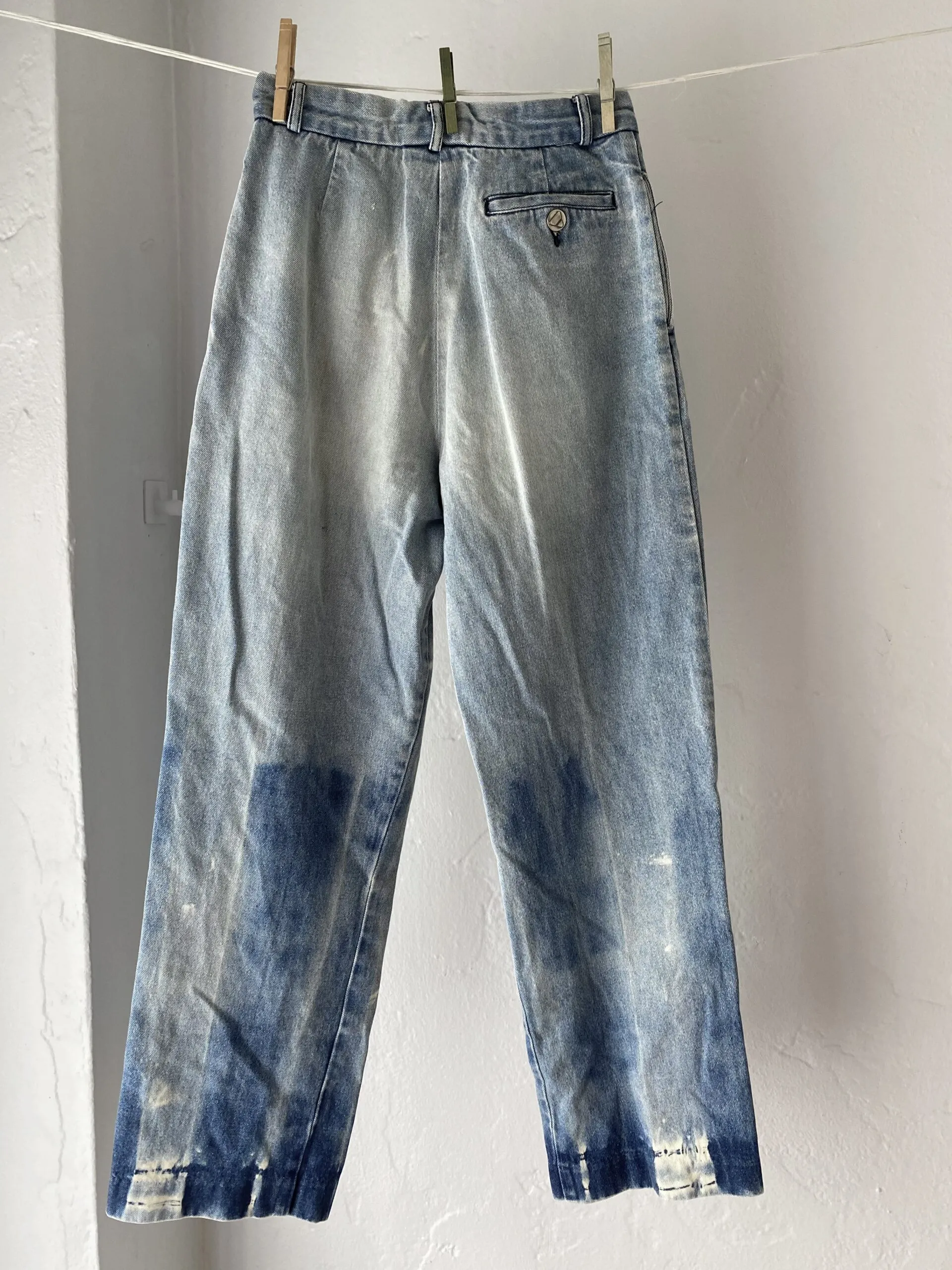 Bleach Pattered Vintage Liz Claiborne Pleated Denim Jeans