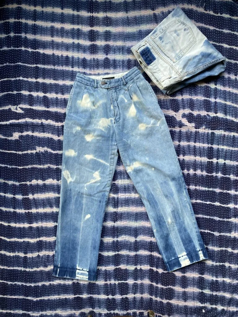 Bleach Pattered Vintage Liz Claiborne Pleated Denim Jeans