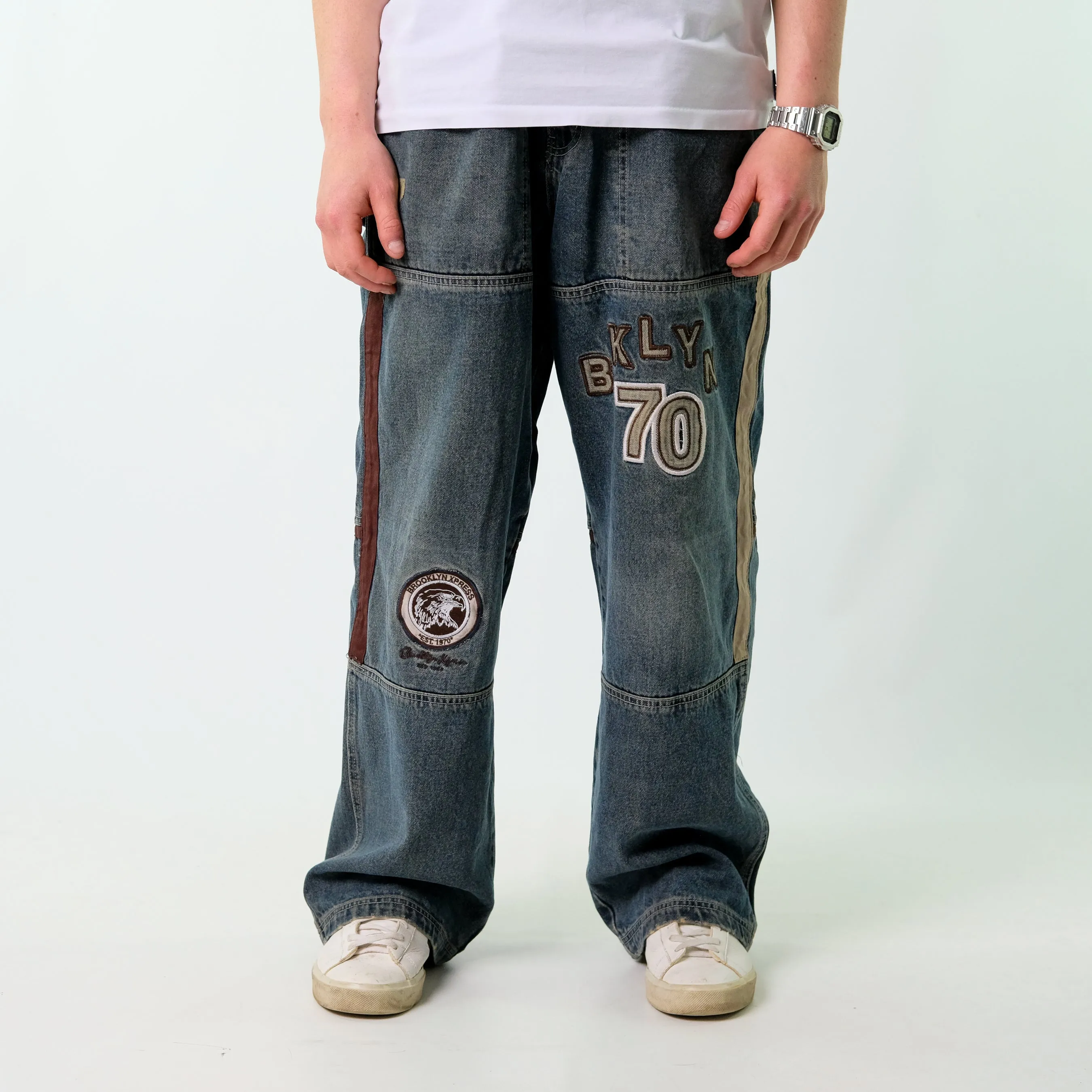 Blue y2ks Brooklyn Xpress Denim Hip Hop Jeans Baggy Pants (38x32)