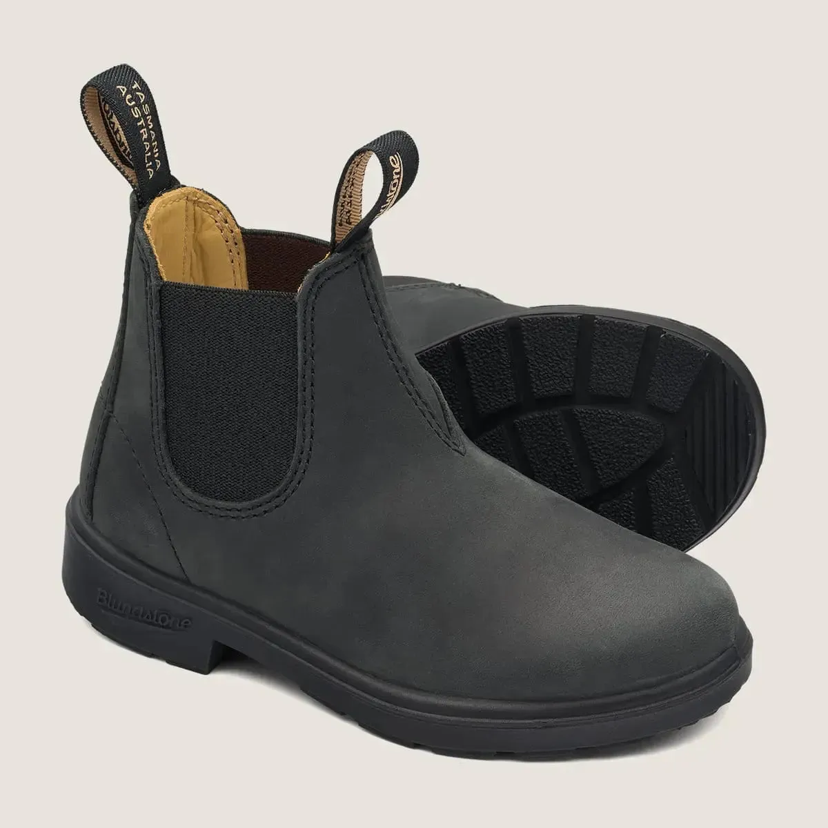 Blundstone Kids Series 1325 Premium Leather Chelsea Boots in Rustic Black