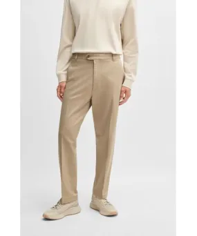 Boss Straight-fit trousers in stretch-cotton dobby