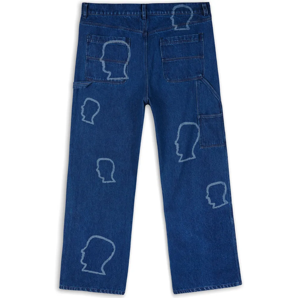 BRAIN DEAD LOGOHEAD DENIM DOUBLE KNEE UTILITY PANT // INDIGO