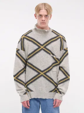 Broken Argyle Sweater (GCMG0410Q0-UFH946-GREY-MULTI)