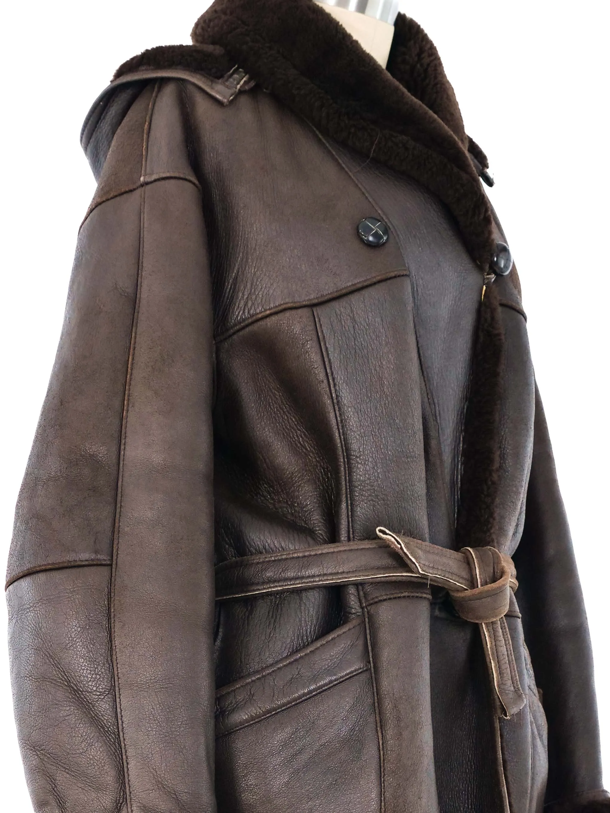 Brown Cocoon Shearling Coat