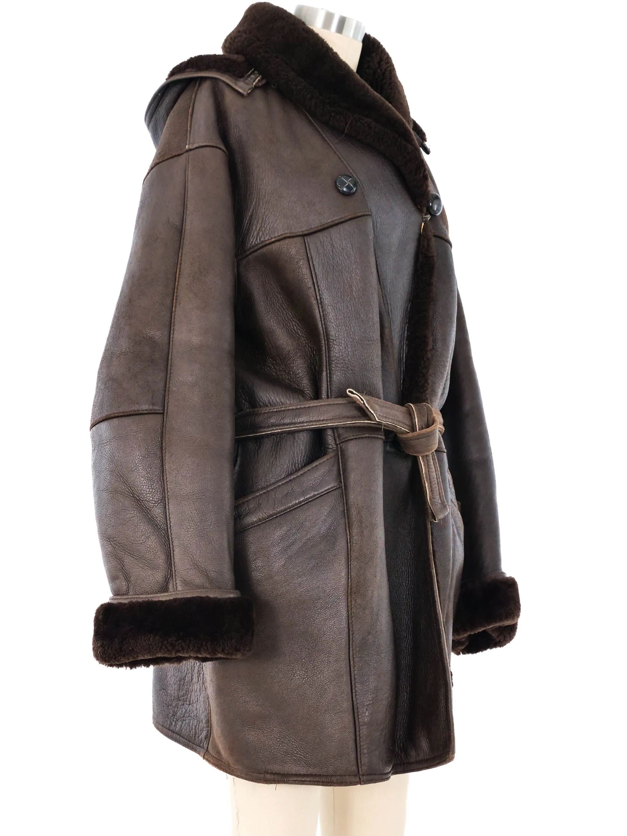 Brown Cocoon Shearling Coat