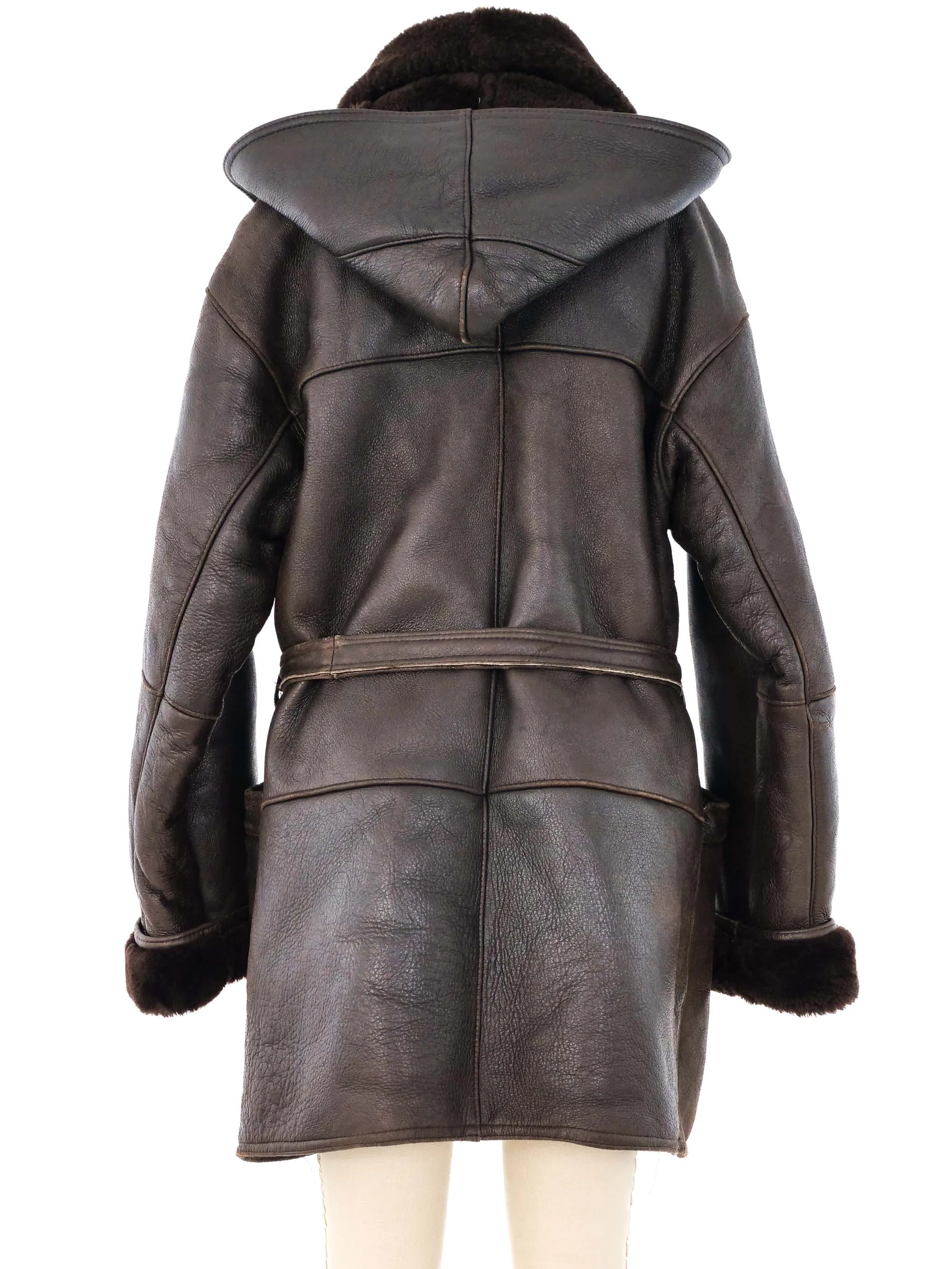 Brown Cocoon Shearling Coat