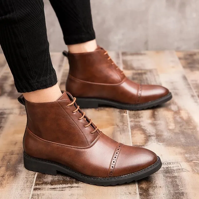 Business Leather Boots Men