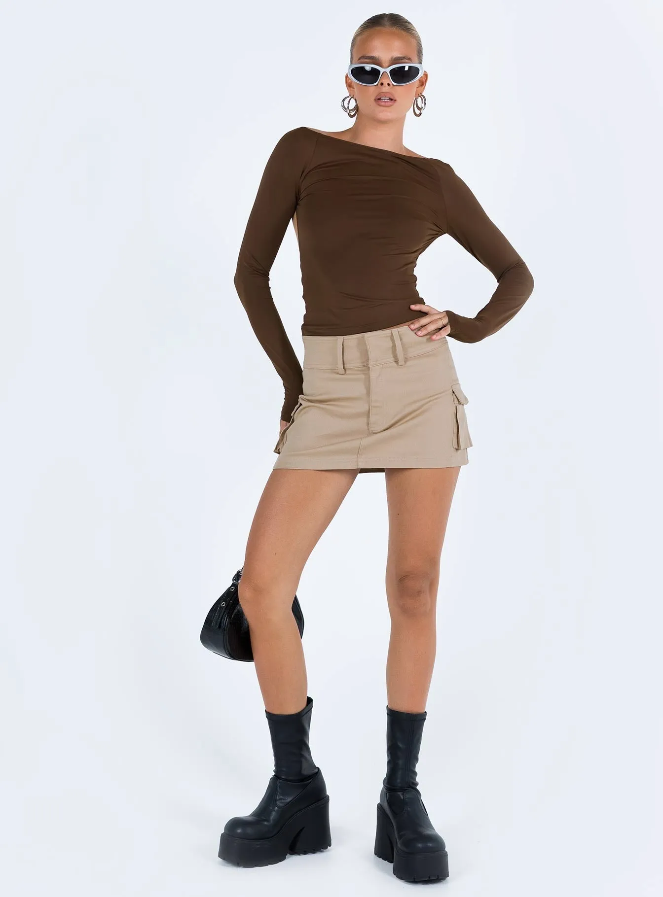 Caswell Long Sleeve Top Brown