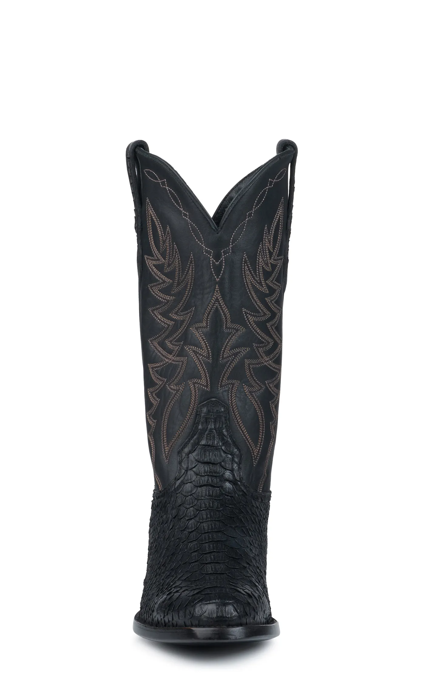 Cavender's Men's Black and Black Python R Toe Exotic Cowboy Boots