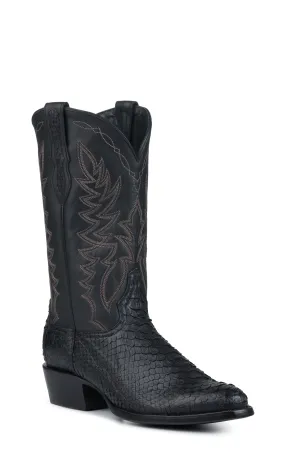 Cavender's Men's Black and Black Python R Toe Exotic Cowboy Boots