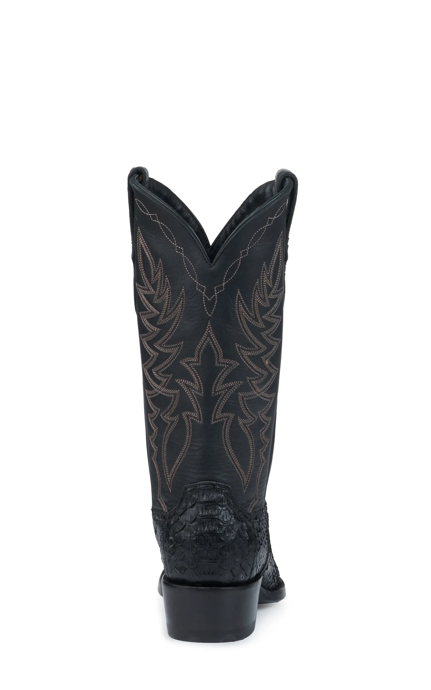 Cavender's Men's Black and Black Python R Toe Exotic Cowboy Boots