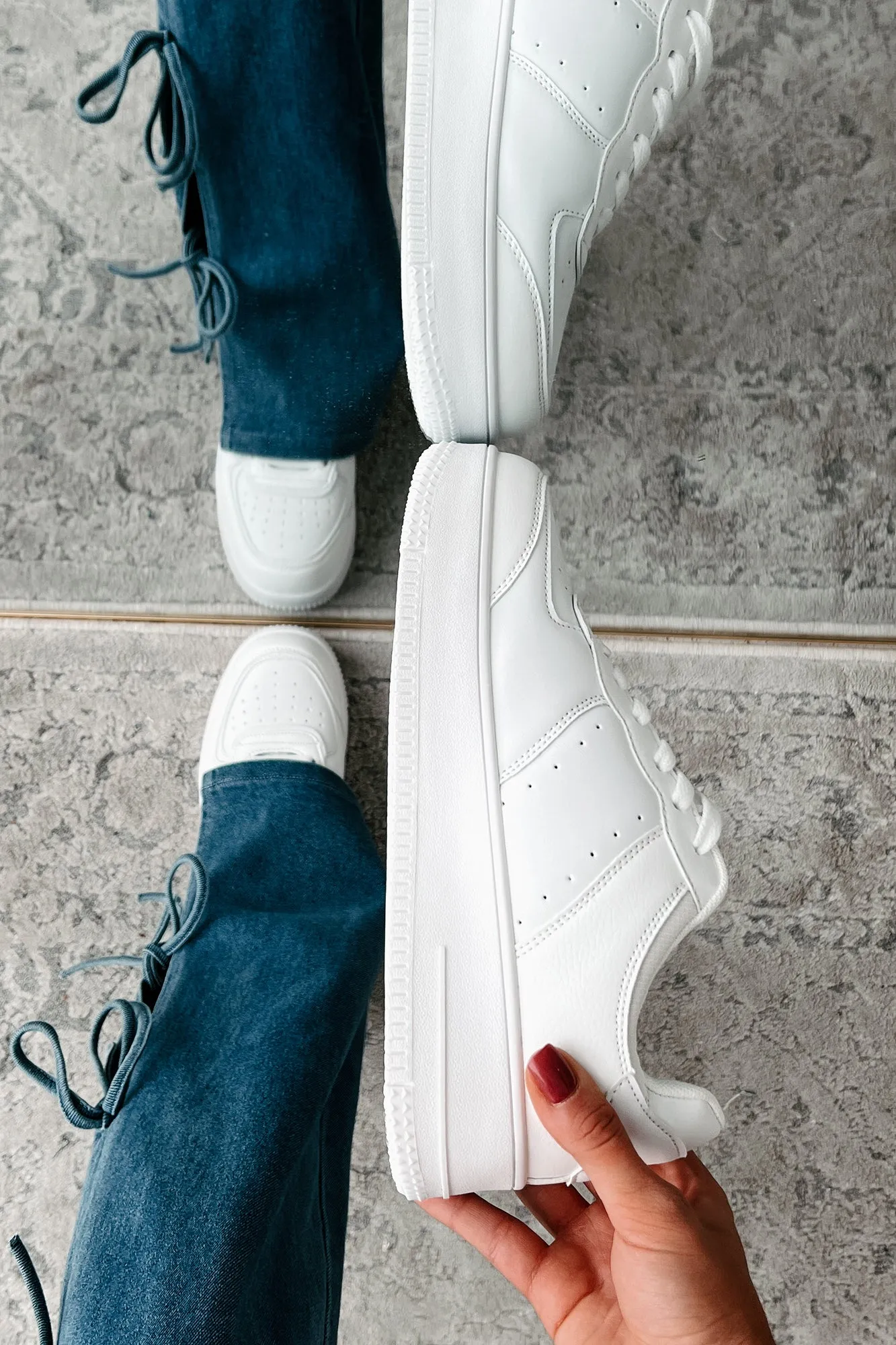 Classic Kicks Lace-Up Platform Sneaker (White)