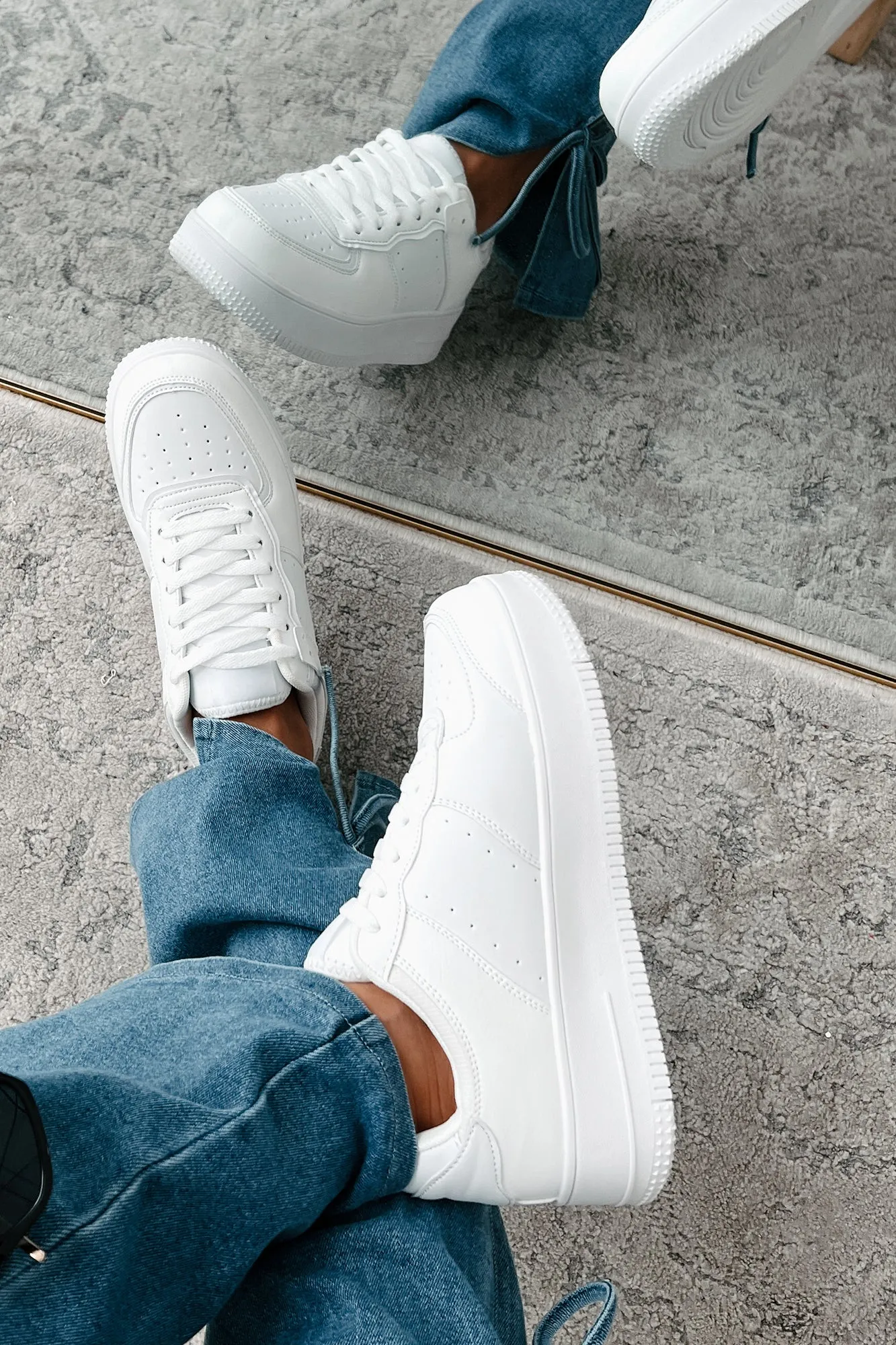 Classic Kicks Lace-Up Platform Sneaker (White)