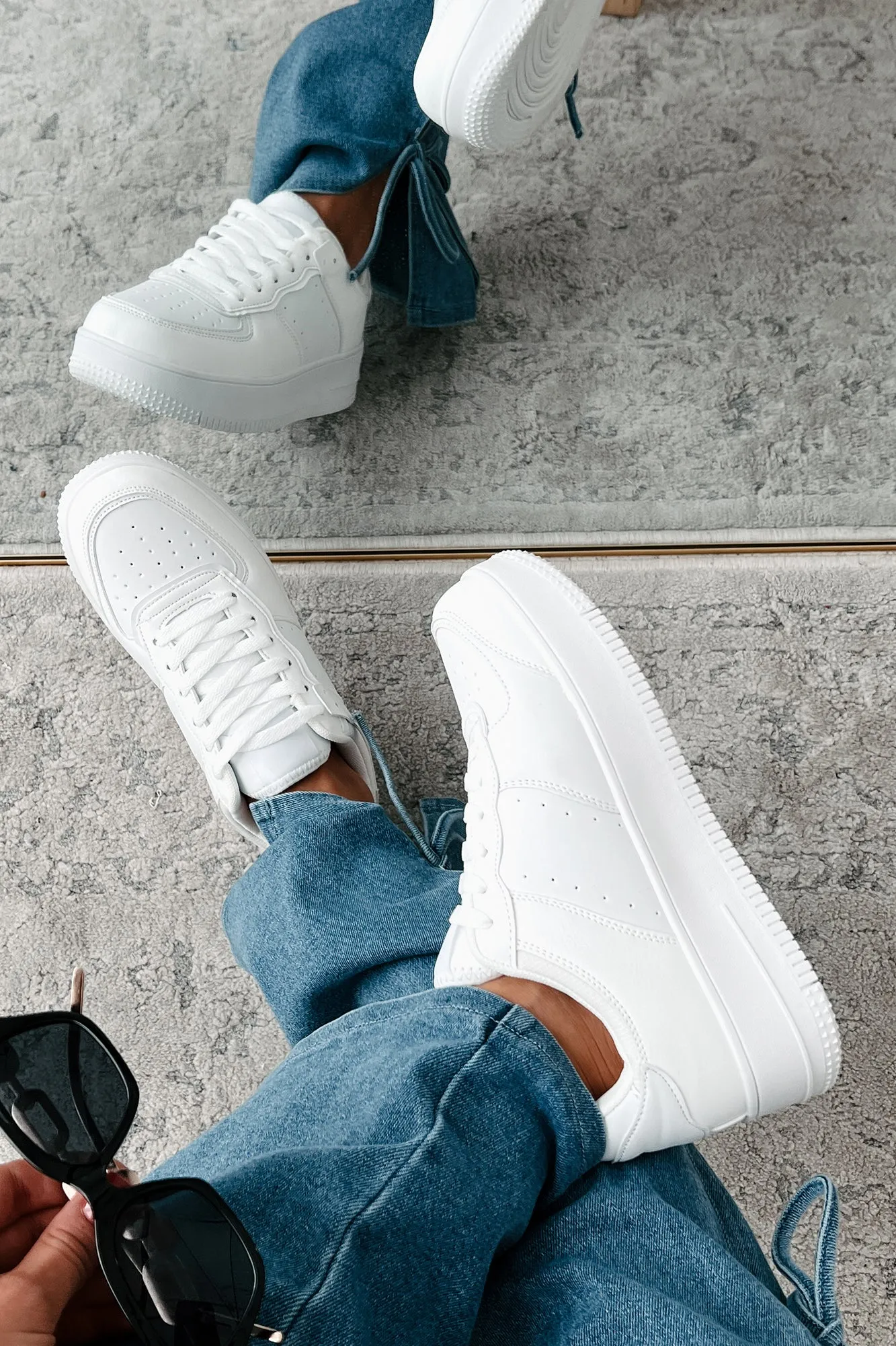 Classic Kicks Lace-Up Platform Sneaker (White)