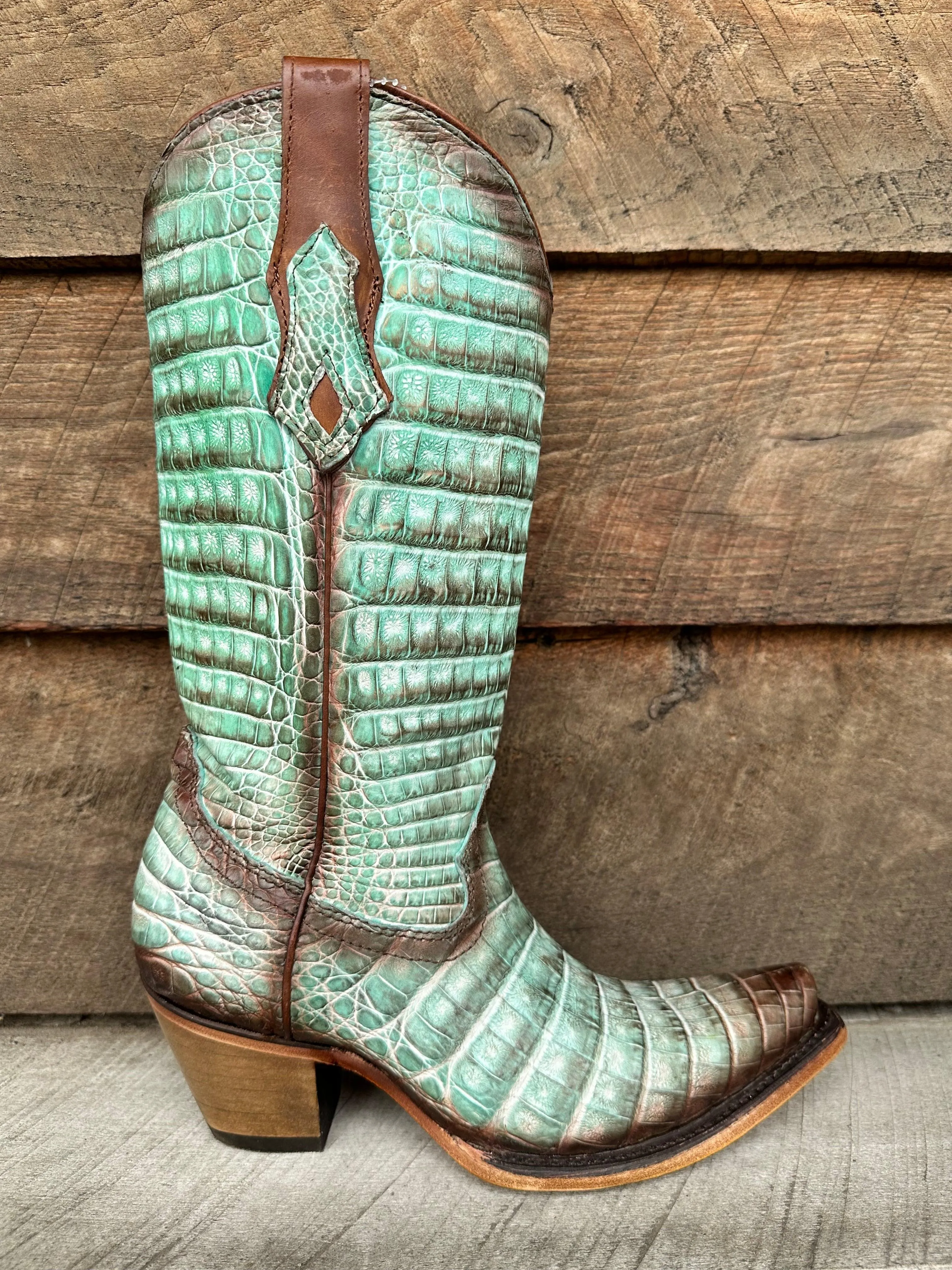 Corral Women's Jade Fluorescent Hand Painted Full Caiman Cowgirl Boots C3998