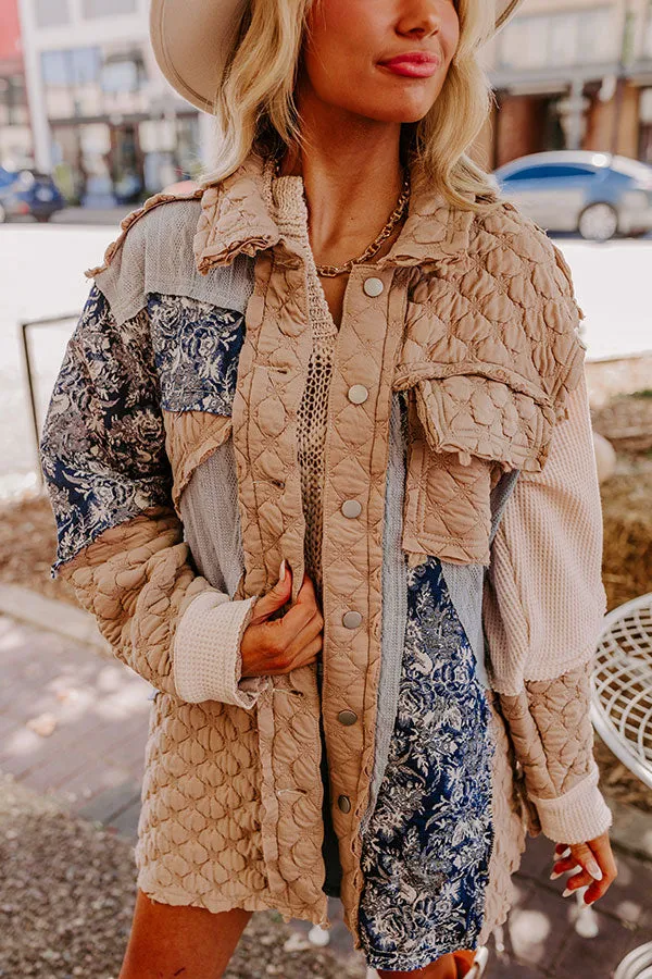 Cozy Mindset Color Block Jacket in Warm Taupe