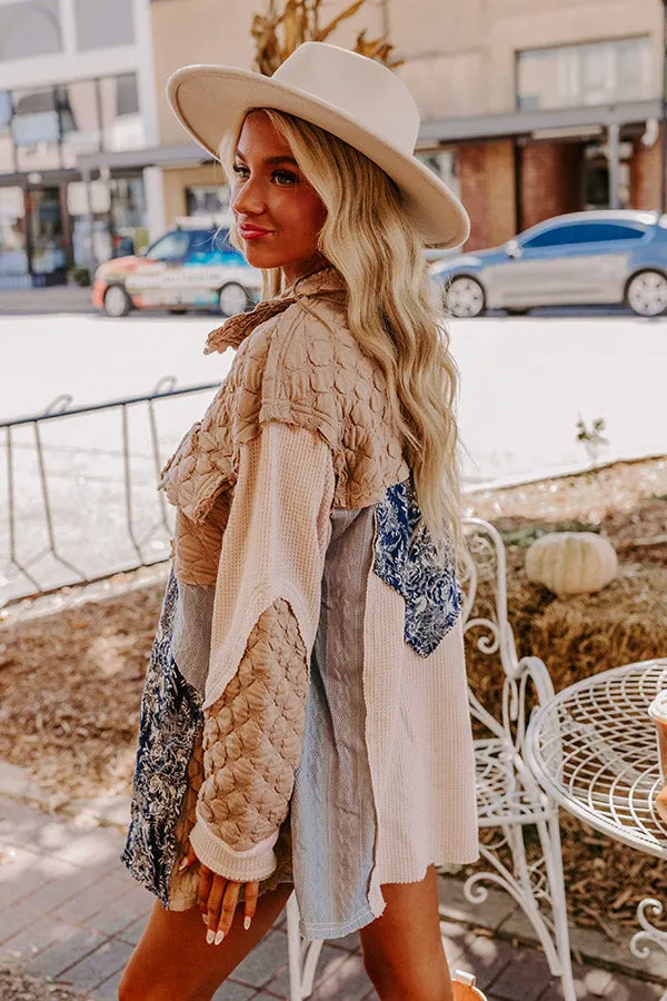 Cozy Mindset Color Block Jacket in Warm Taupe