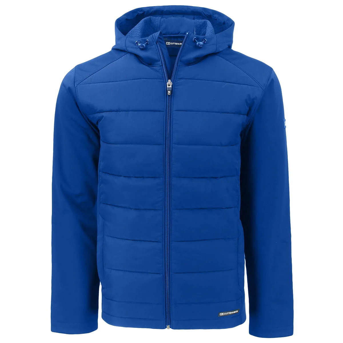 Cutter & Buck Men's Tour Blue Evoke Hybrid Eco Softshell Recycled Full Zip Hooded Jacket