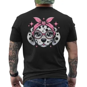 Dalmatian Pink Bandana Glasses Dog Men's T-shirt Back Print