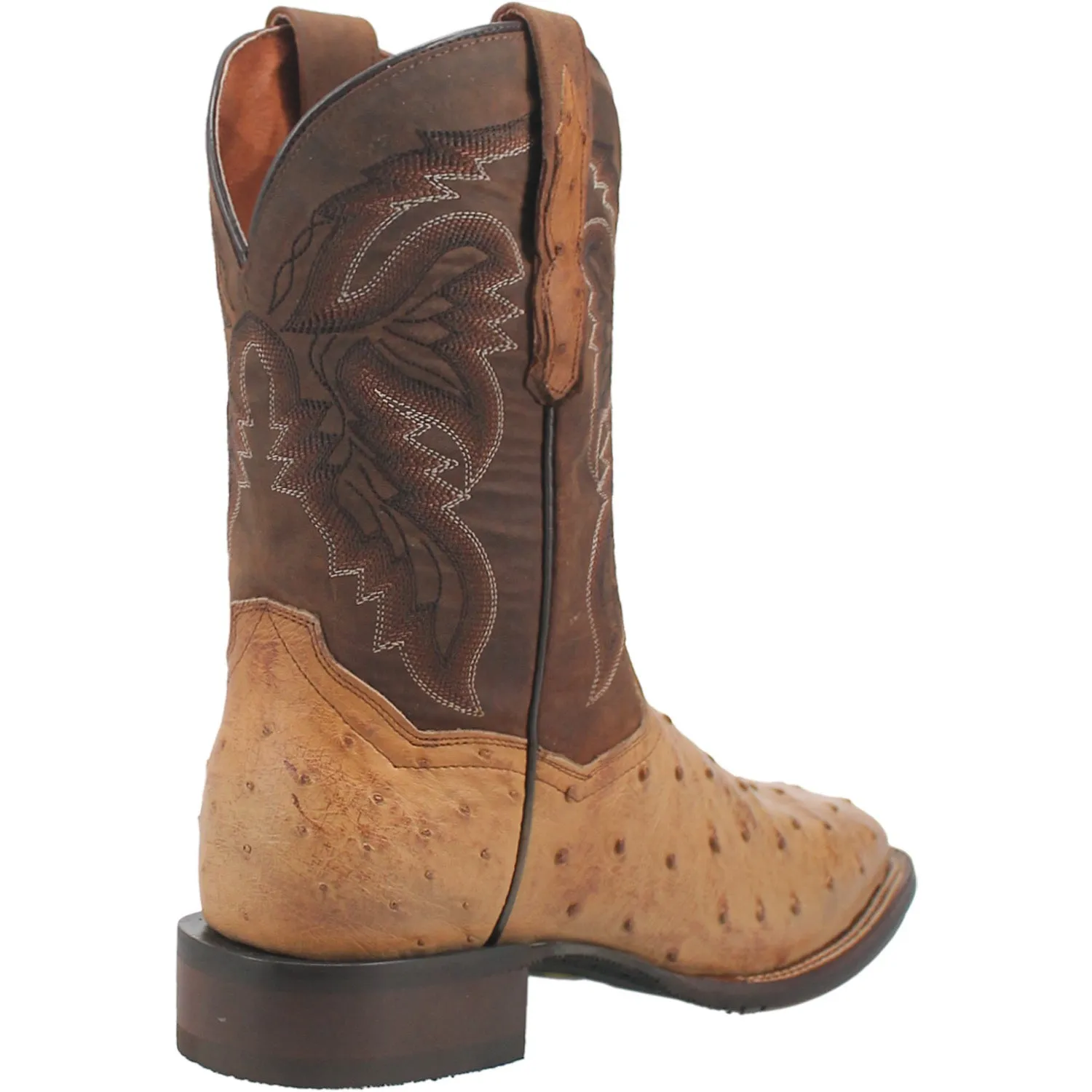 Dan Post Mens Alamosa Sand/Chocolate Full Quill Ostrich Cowboy Boots