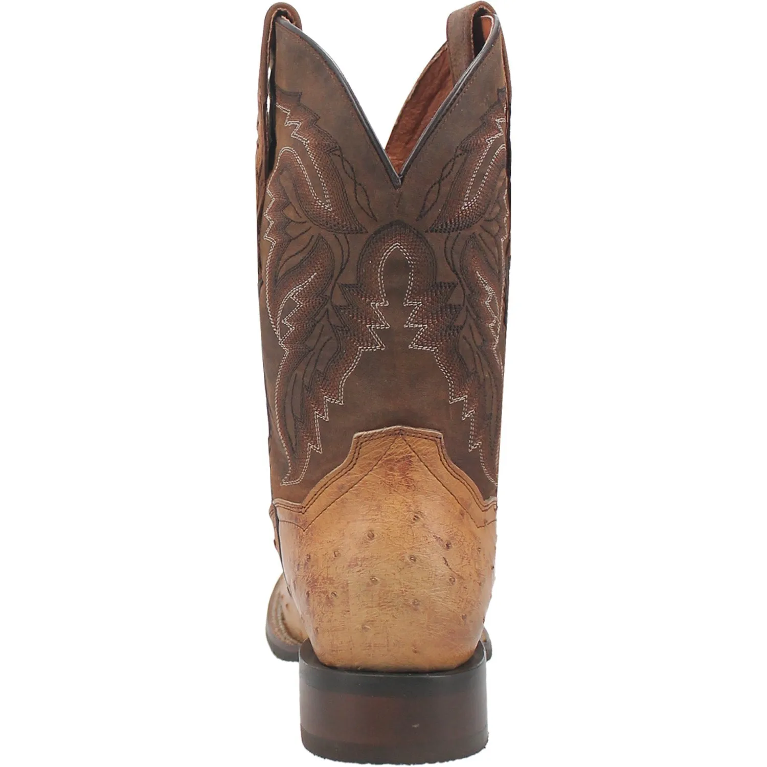 Dan Post Mens Alamosa Sand/Chocolate Full Quill Ostrich Cowboy Boots